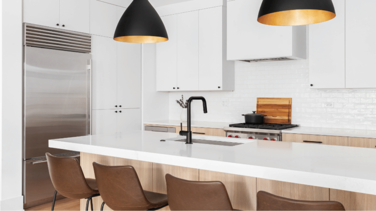 Modern kitchen remodel in Syracuse, NY with smart storage solutions.